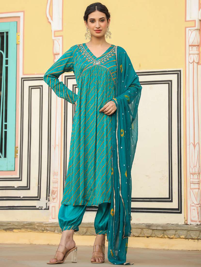 leheriya kurta salwar with dupatta - 20412722 -  Standard Image - 1