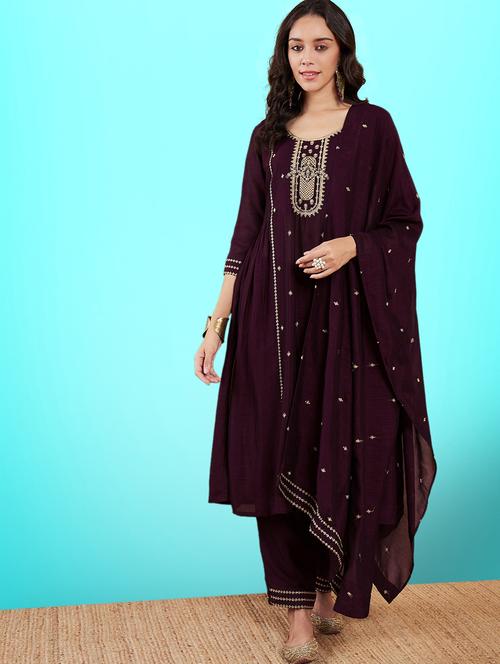 embroidered kurta pant set with dupatta - 20412739 - Standard Image - 0