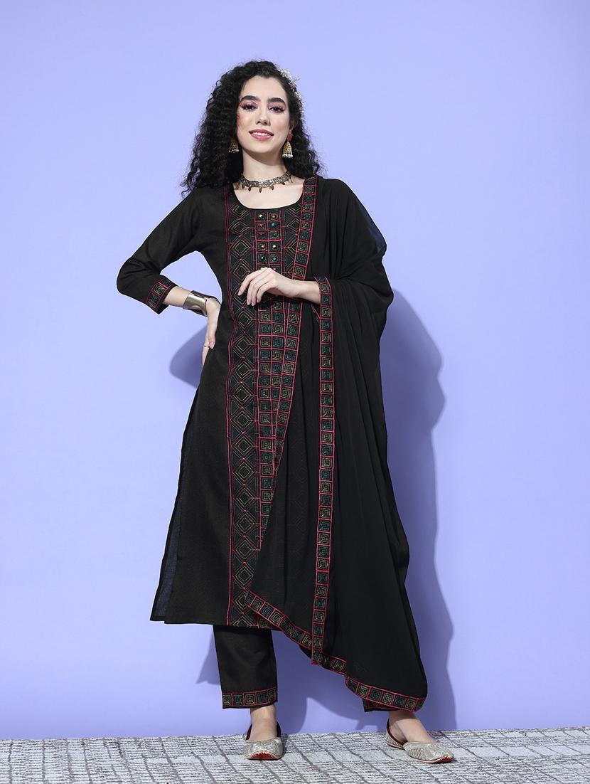 embroidered kurta pant set with dupatta - 20412741 - Standard Image - 1