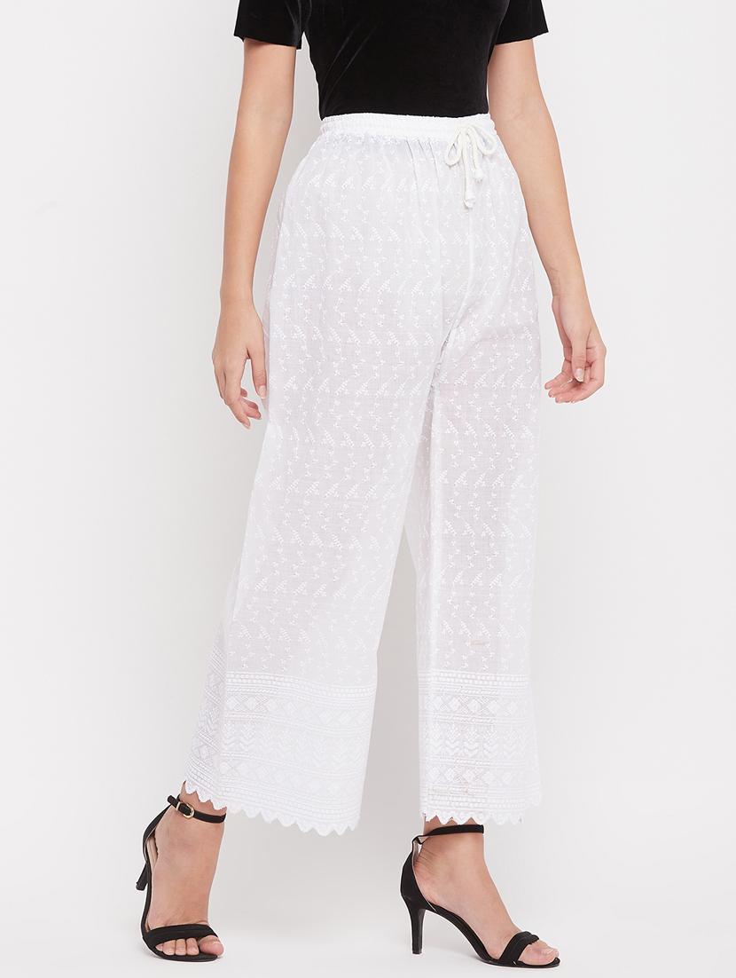 white self design palazzo - 20412832 - Standard Image - 1
