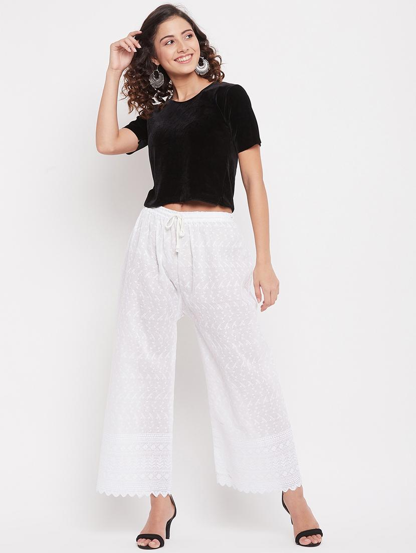 white self design palazzo - 20412832 - Standard Image - 4