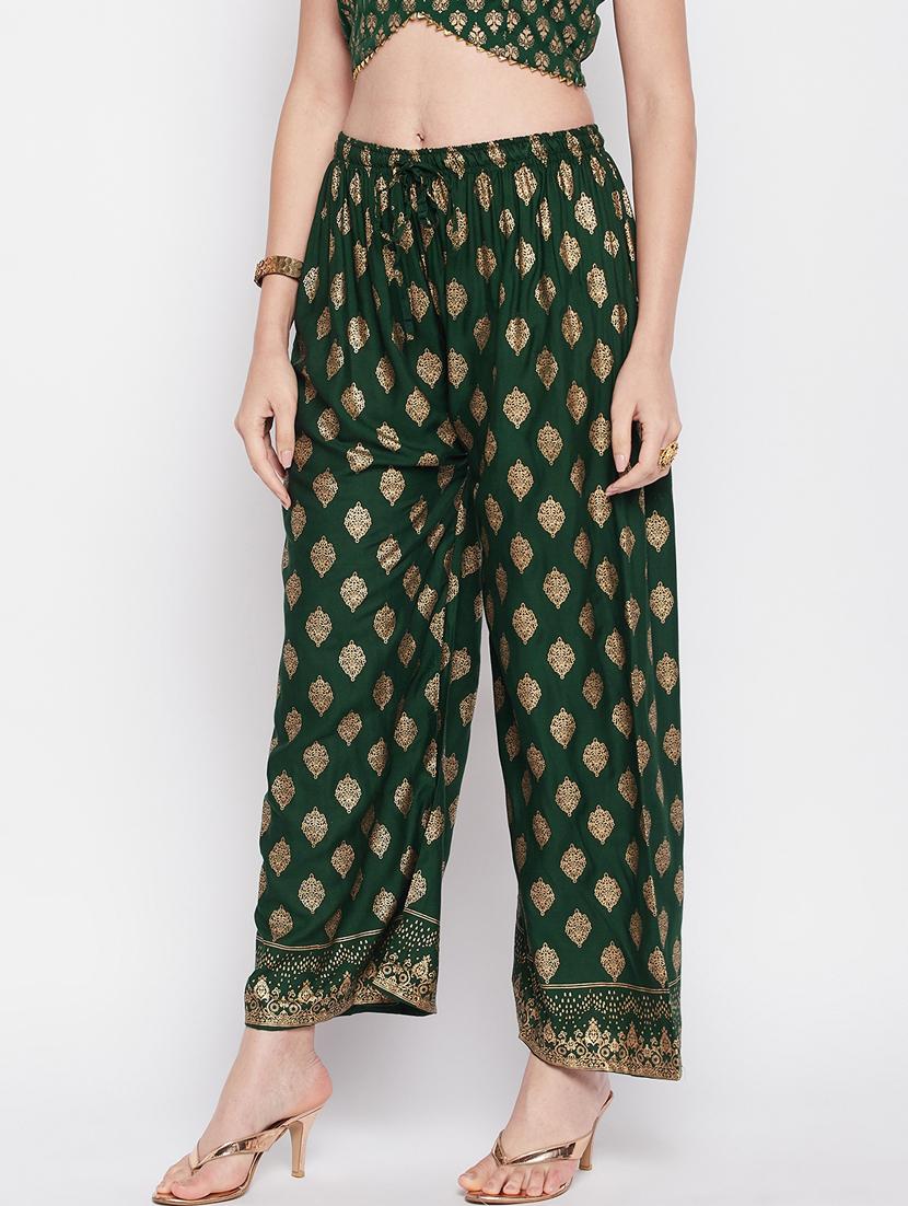 green foil print palazzo - 20412842 - Standard Image - 1