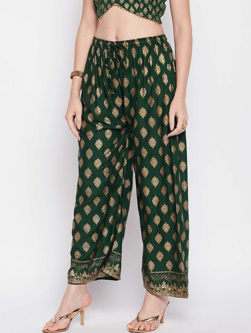 Green Foil Print Palazzo