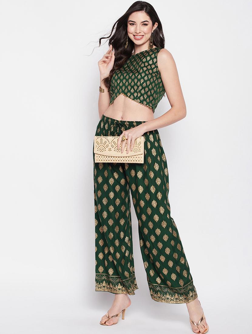 green foil print palazzo - 20412842 - Standard Image - 4