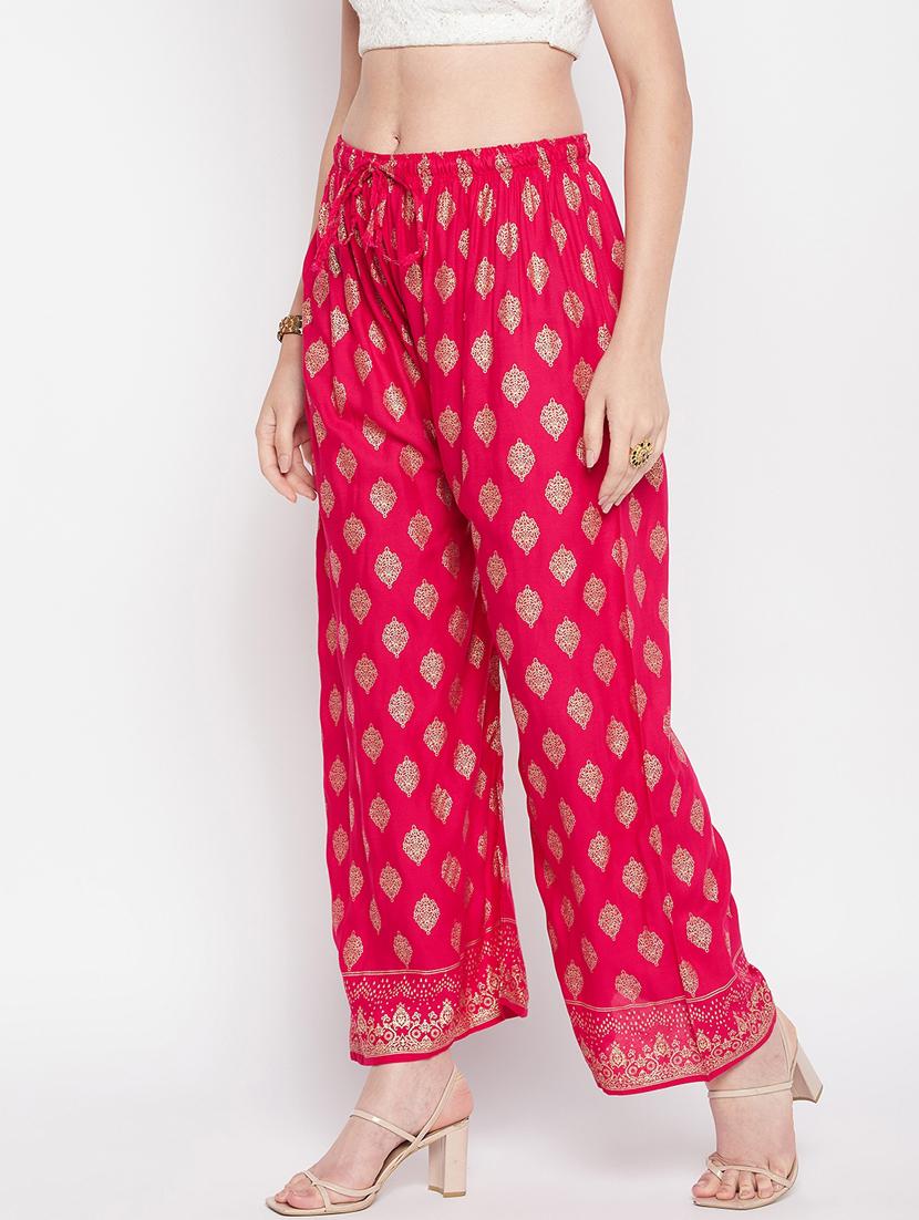 pink foil print palazzo - 20412845 -  Standard Image - 1