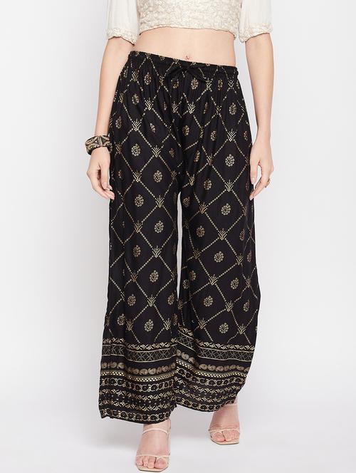 black foil print palazzo - 20412846 -  Standard Image - 0
