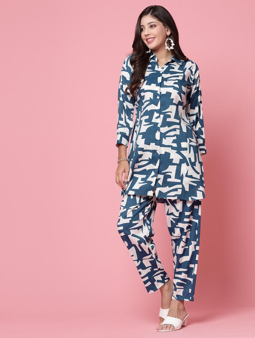 multi color abstract print shirt and trouser set - 20412869 - Standard Image - 1
