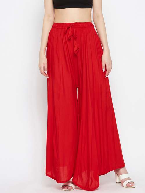 women red solid sharara - 20413550 -  Standard Image - 0