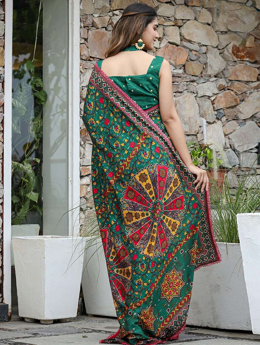 women's floral green colored saree - 20413819 -  Standard Image - 1