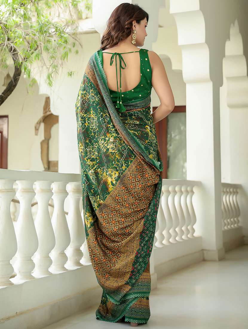women's bandhani green colored saree - 20413821 -  Standard Image - 1