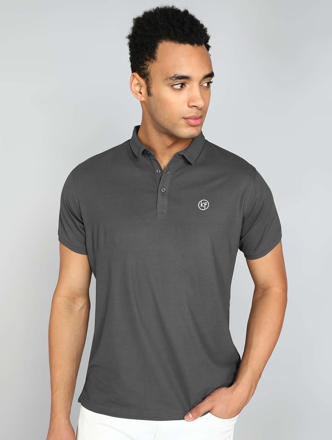 men solid cotton polo t-shirt