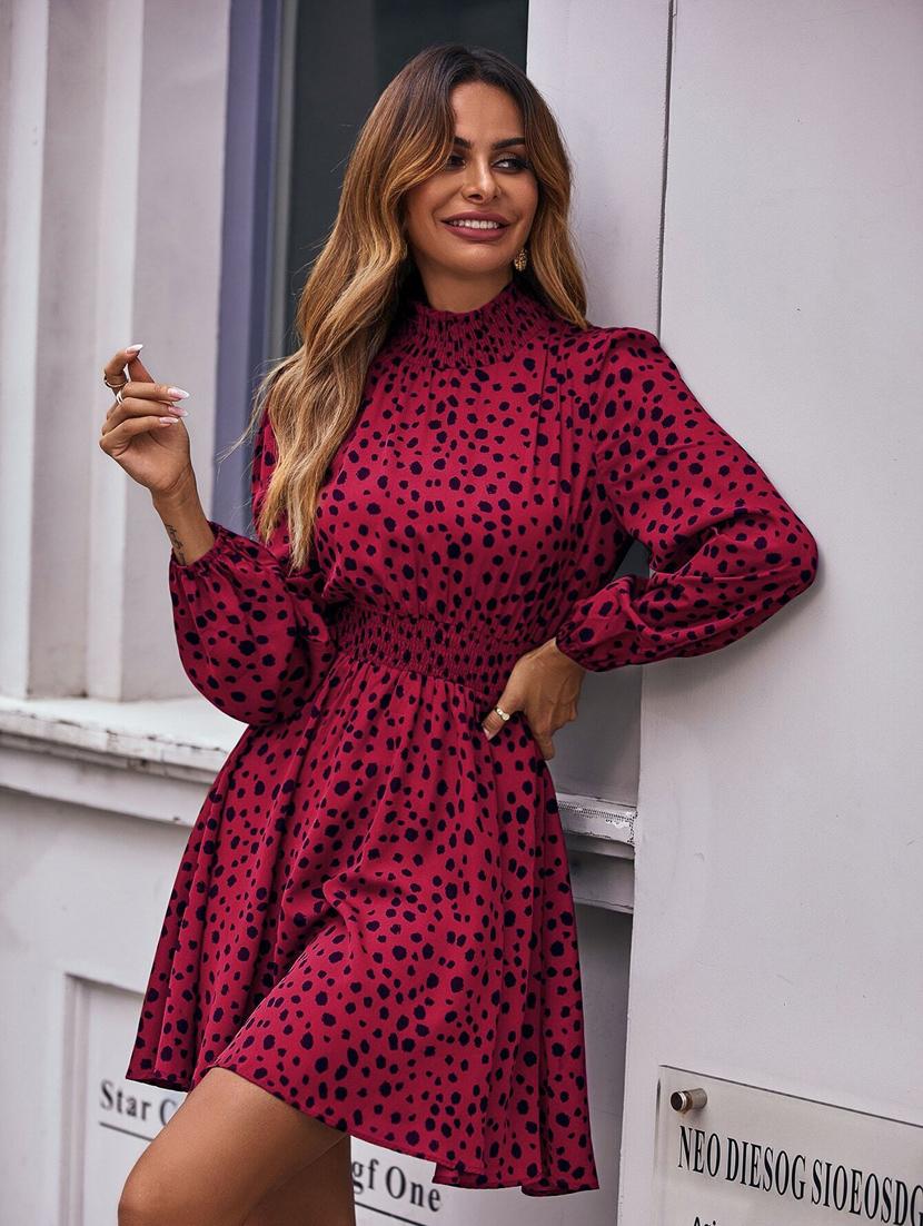 red polka dots fit & flare dress - 20414282 - Standard Image - 1