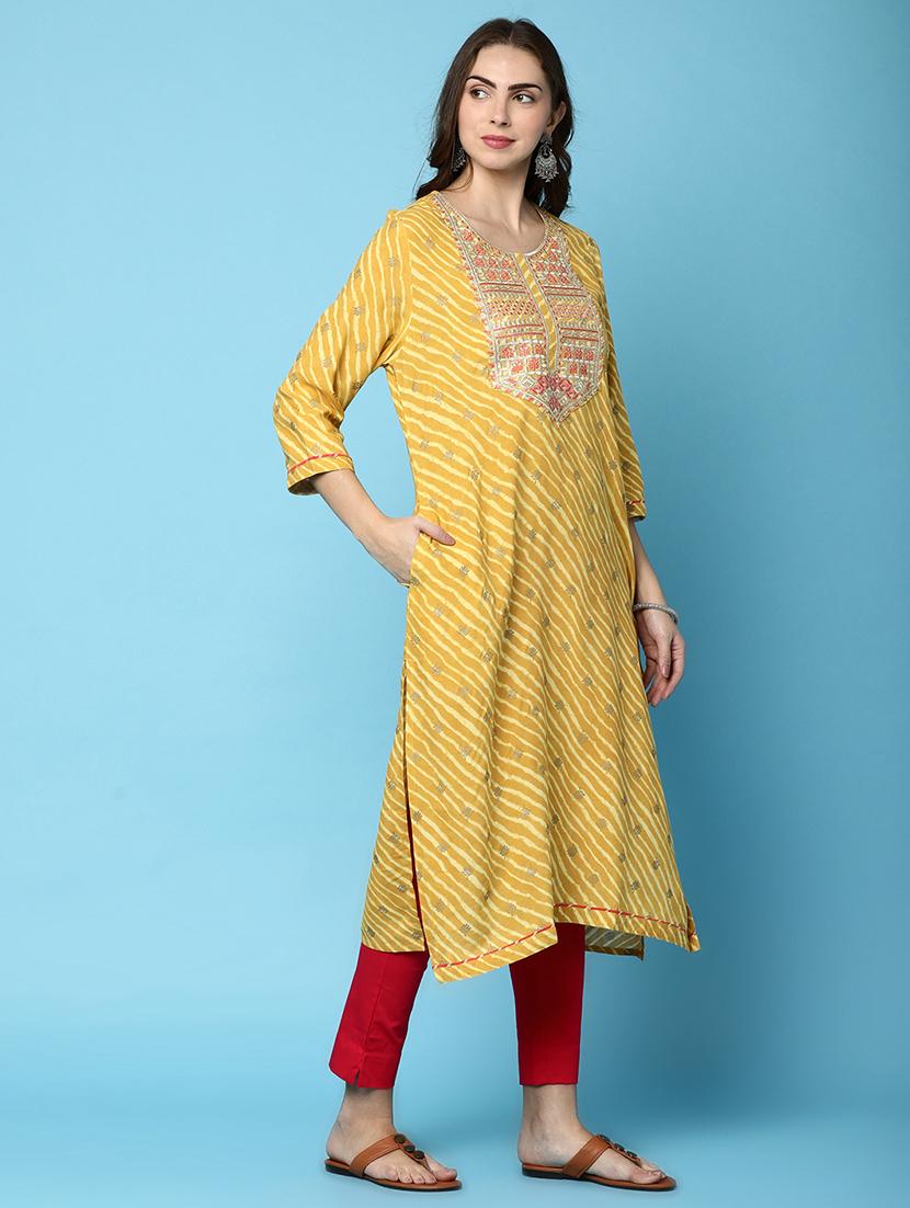 women three quarter sleeve straight kurta - 20414621 - Standard Image - 1