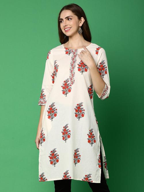 white cotton kurta - 20414854 -  Standard Image - 0
