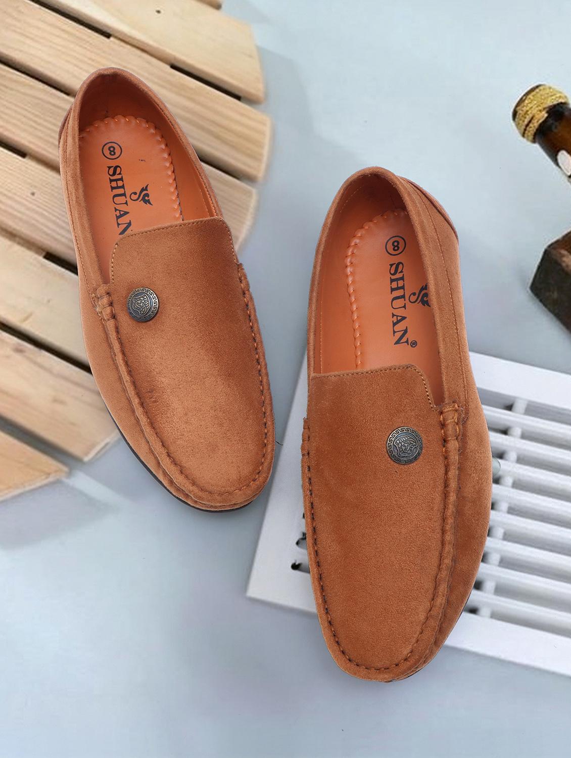 men solid tan suede slip on loafer - 20416051 - Zoom Image - 0