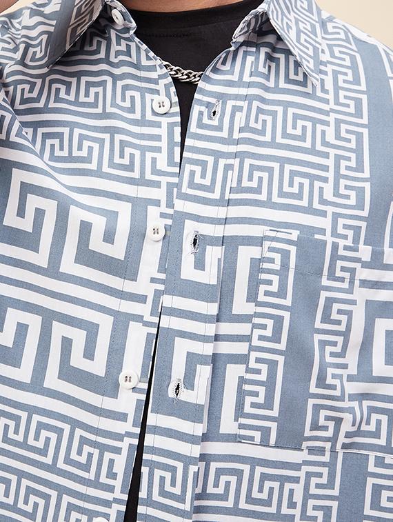 men grey printed rayon relaxed fit casual shirt - 20416313 - Standard Image - 4