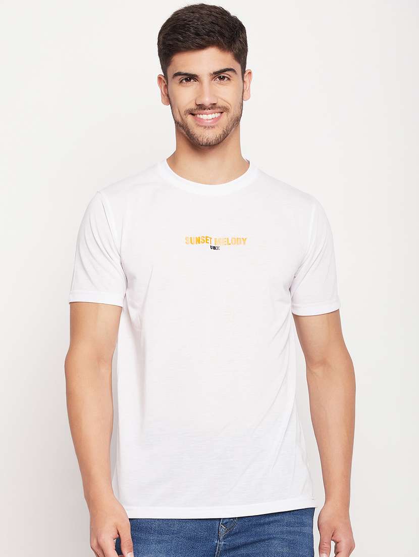 men chest print cotton t-shirt