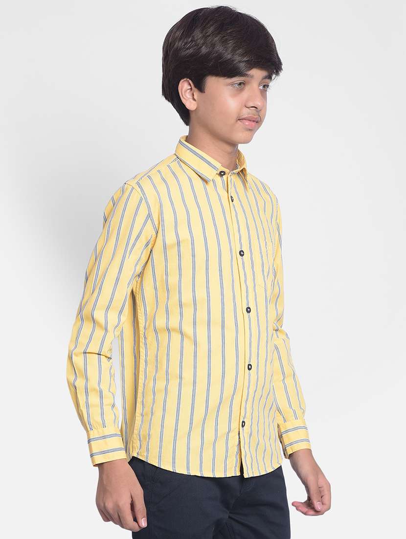 boys lemon sherbet colored striped cotton shirt - 20416513 -  Standard Image - 1