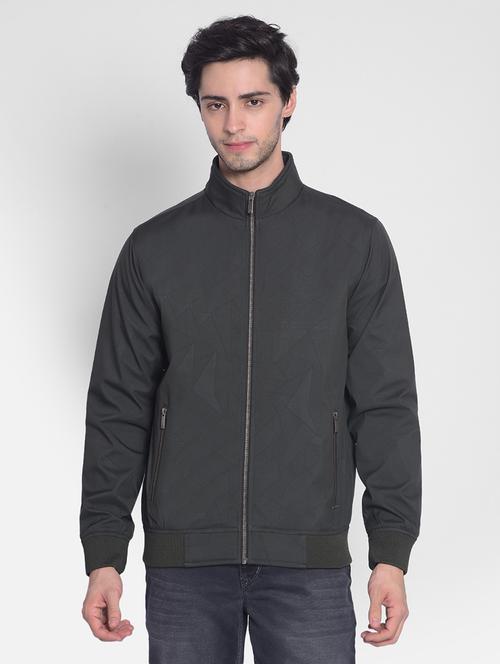 men solid grey polyester casual jacket - 20416946 -  Standard Image - 0