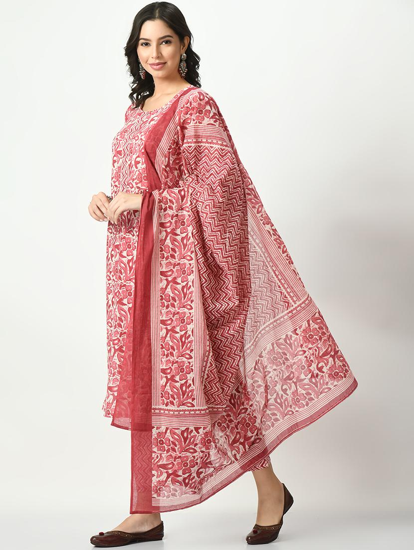 pink three quarter sleeve kurta pant set - 20416954 -  Standard Image - 1