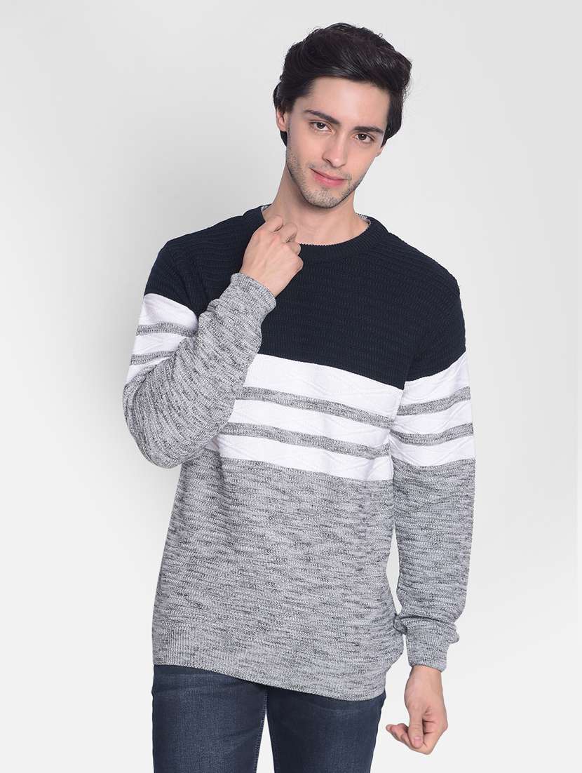 men multi colored striped pullover