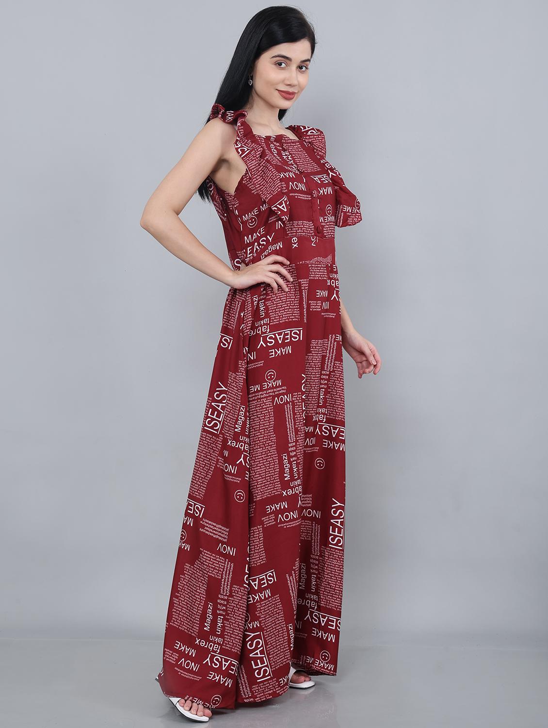 maroon typographic maxi dress - 20417064 - Standard Image - 1