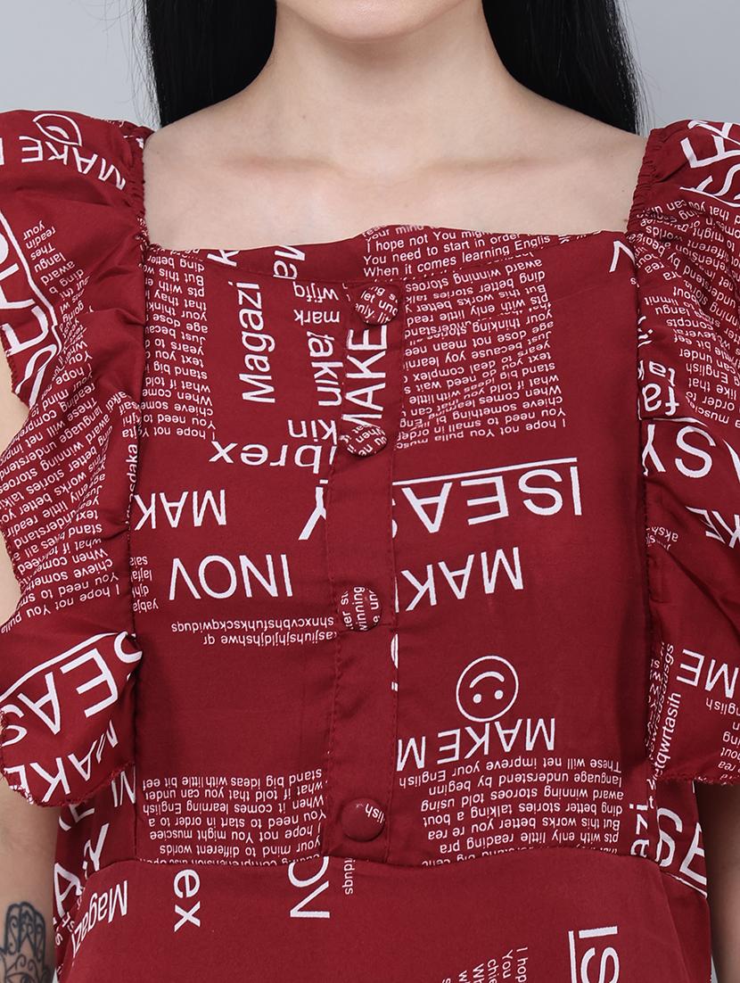 maroon typographic maxi dress - 20417064 - Standard Image - 4