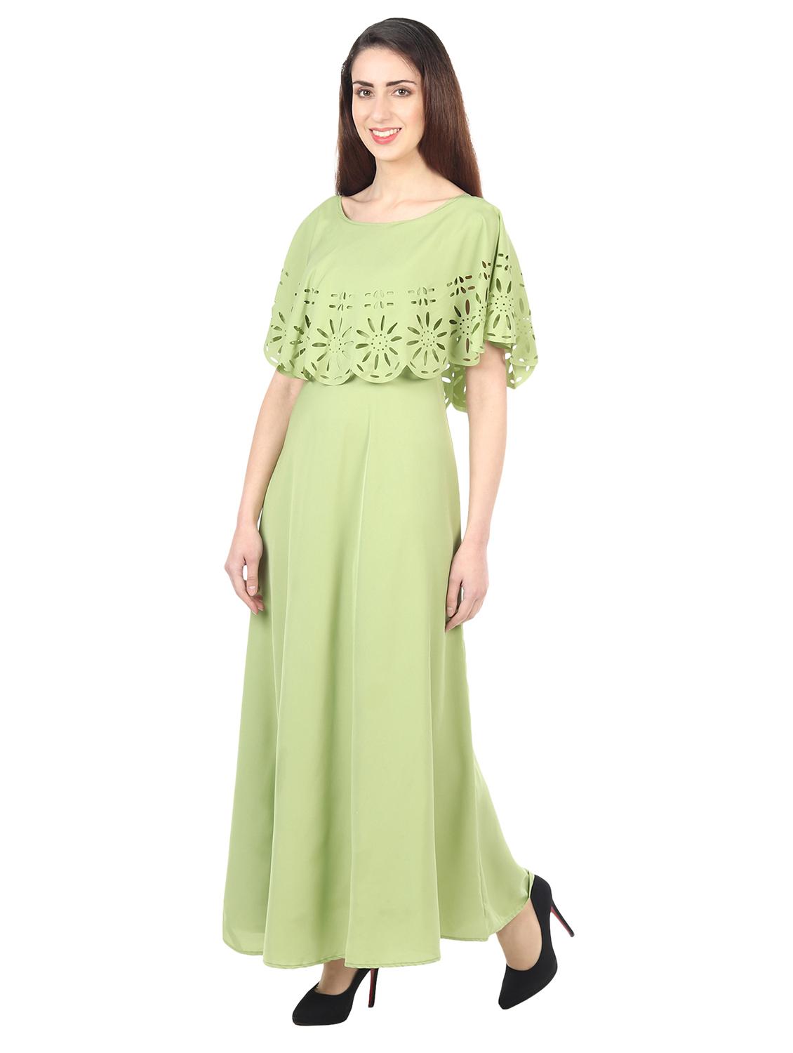 pastel green self design maxi dress - 20417099 - Standard Image - 1