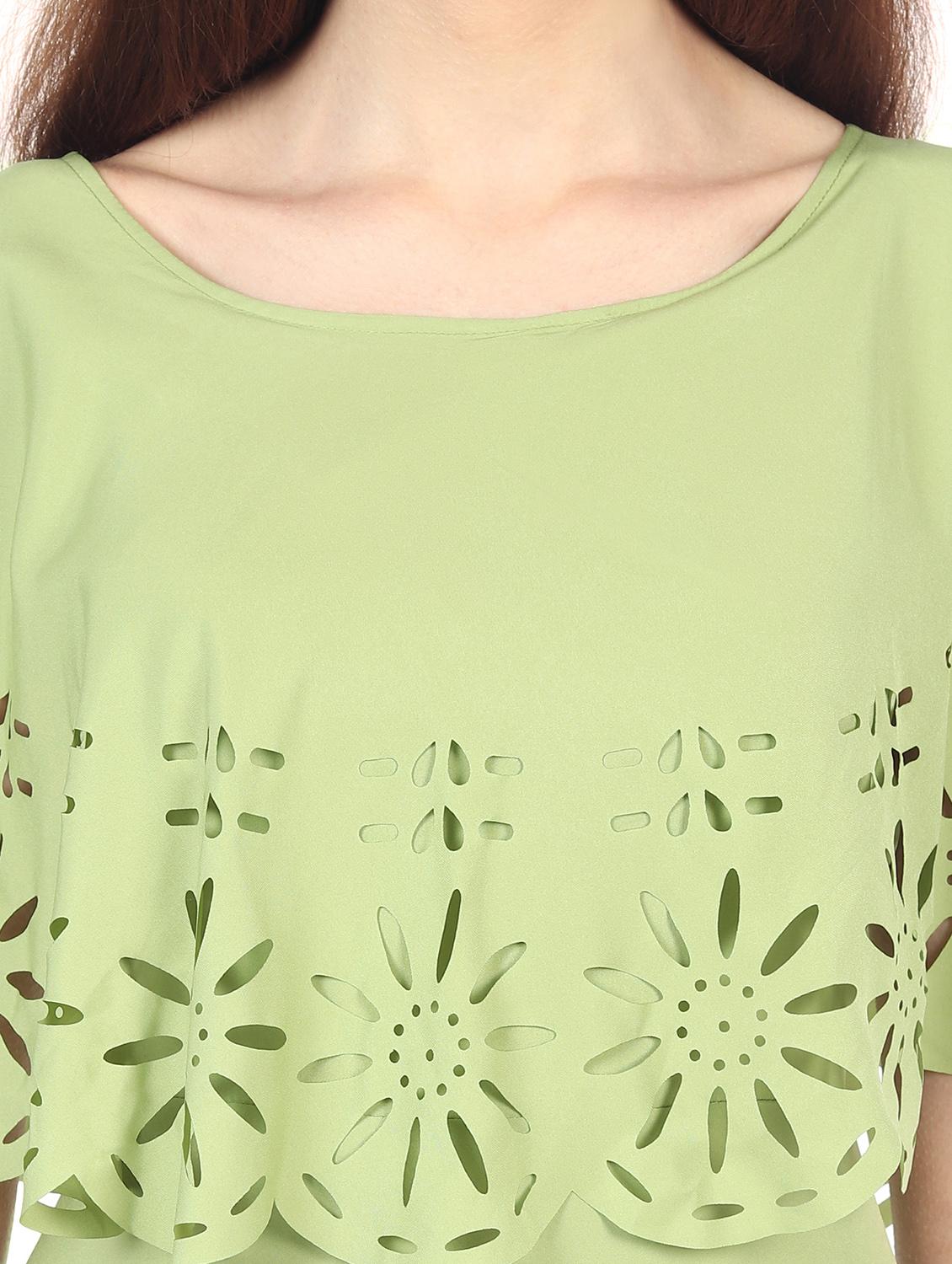 pastel green self design maxi dress - 20417099 - Standard Image - 4