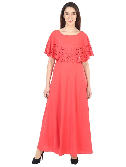 red self design maxi dress - 20417101 - Standard Image - 0