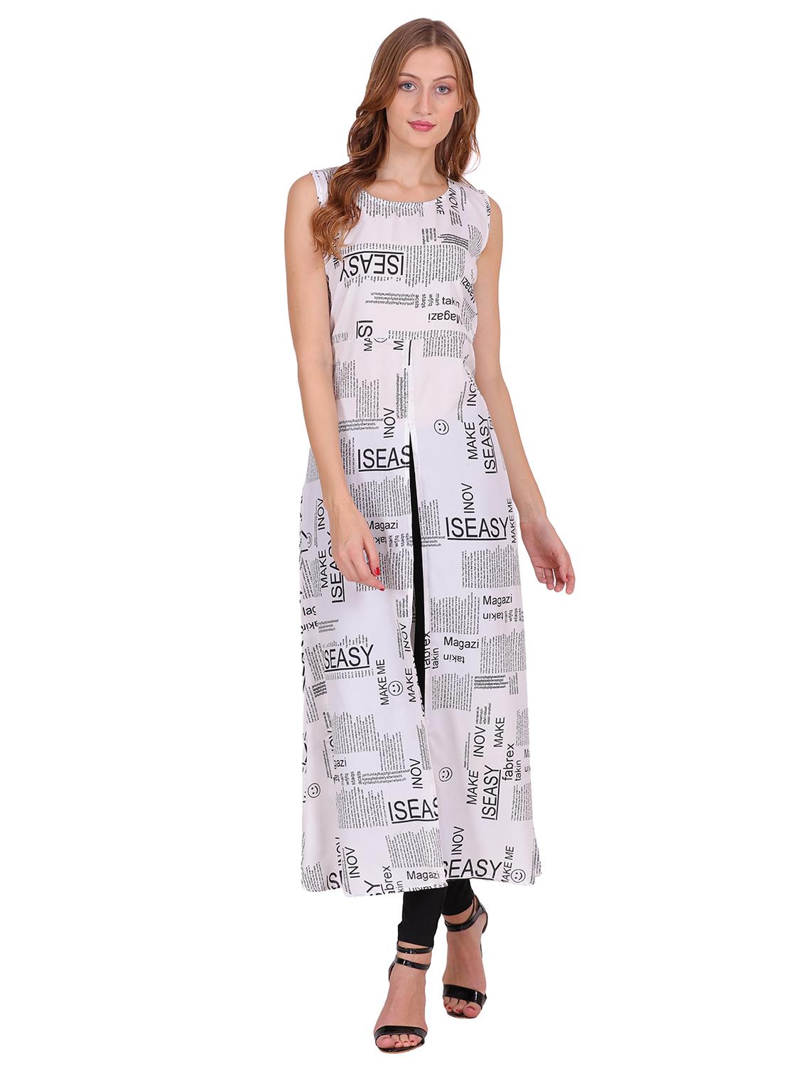 white typographic a-line tunic - 20417133 - Zoom Image - 0