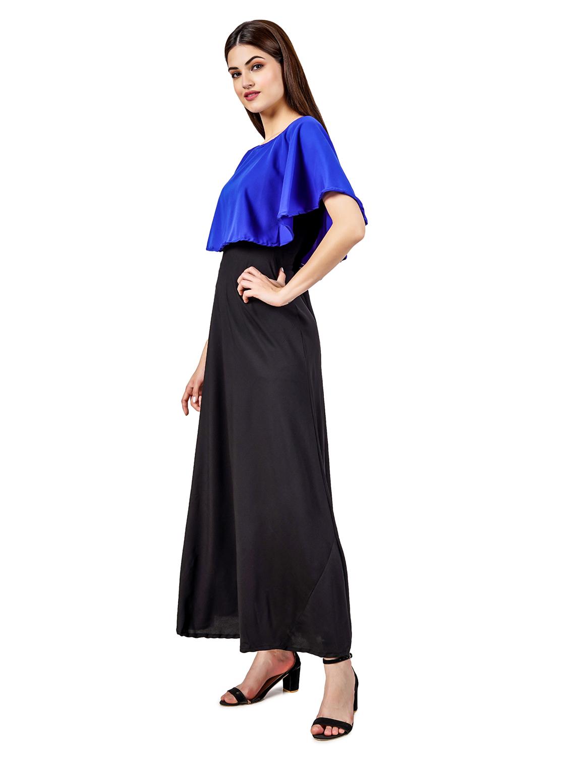 blue and black solid maxi dress - 20417154 - Standard Image - 1