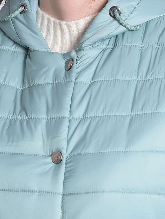 light blue solid bomber sleeveless jacket - 20417167 -  Standard Image - 4