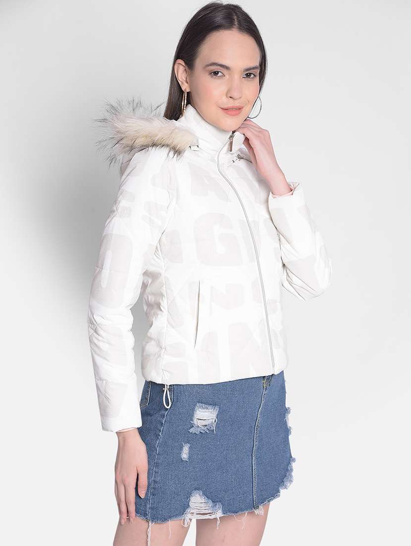 women white polyester quilted & padded jacket - 20417170 -  Standard Image - 1
