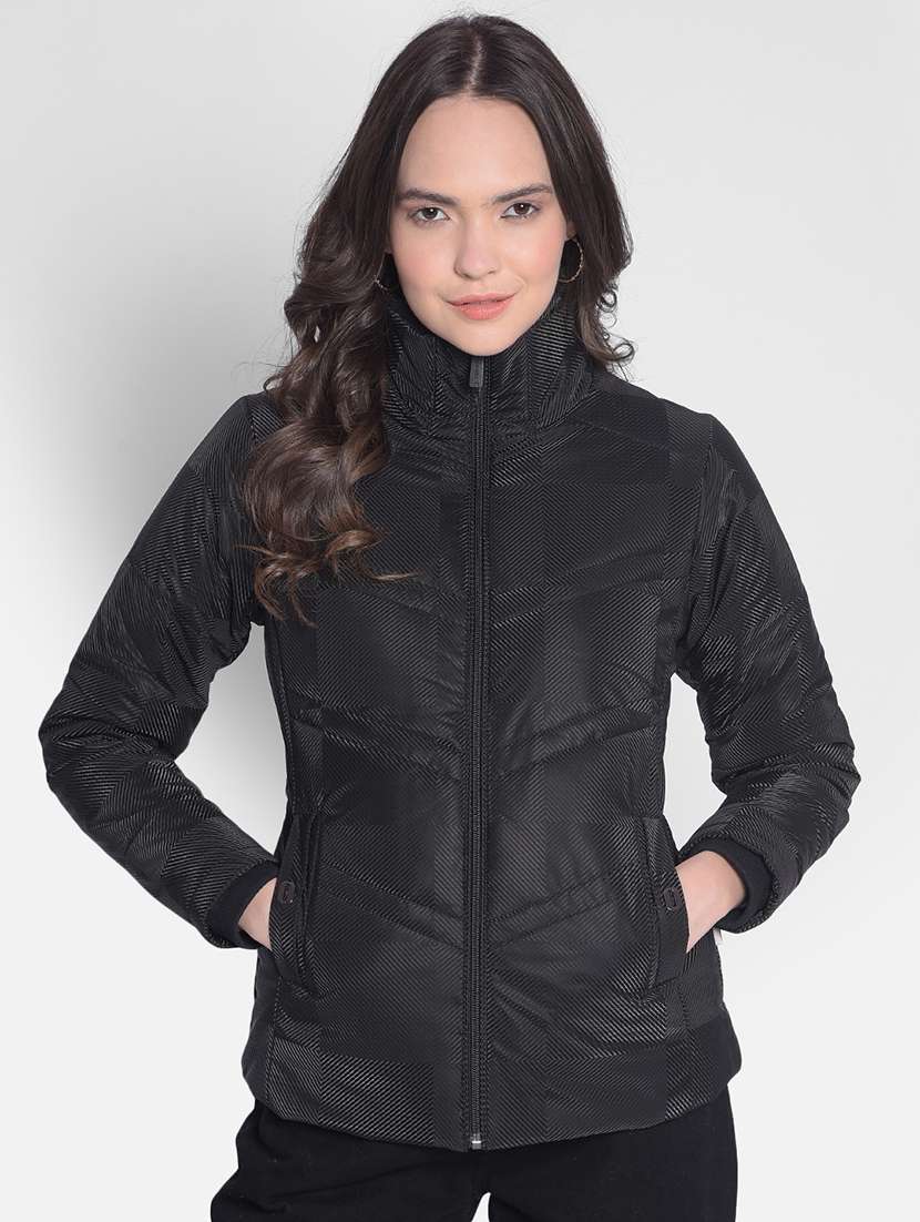 women solid long sleeve quilted jacket - 20417171 - Zoom Image - 0