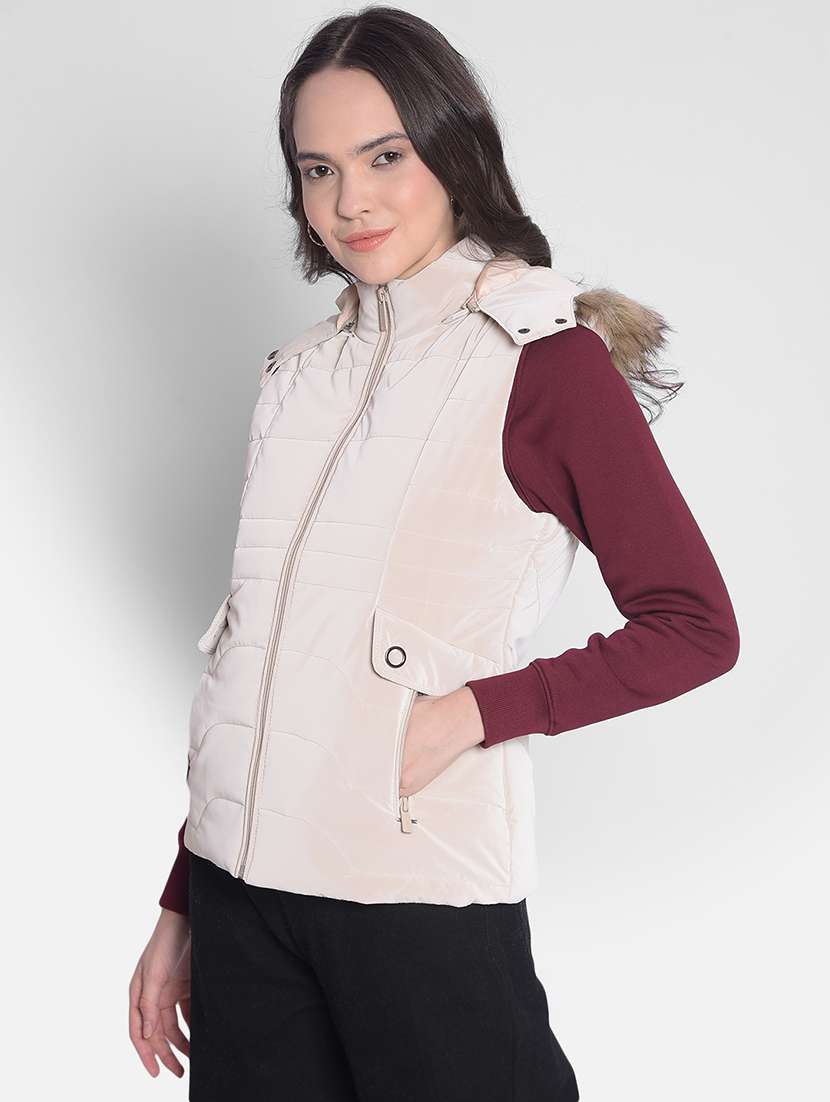 men beige polyester quilted & padded jacket - 20417175 -  Standard Image - 1
