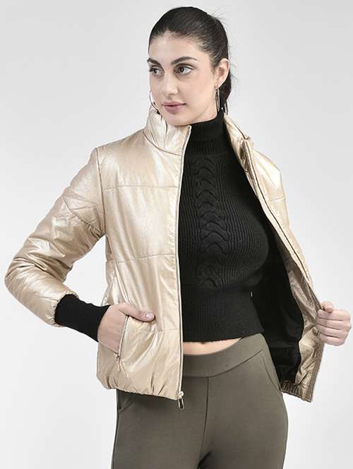 beige solid bomber jacket - 20417177 -  Standard Image - 0