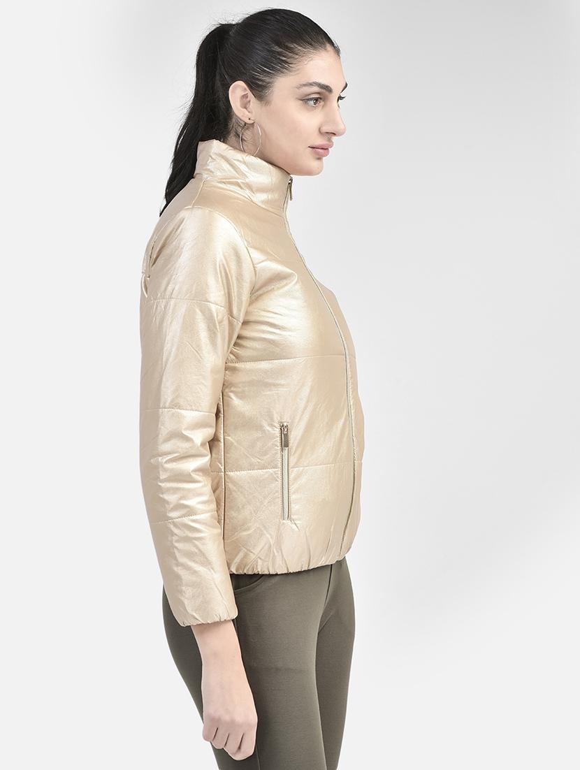 beige solid bomber jacket - 20417177 - Standard Image - 1