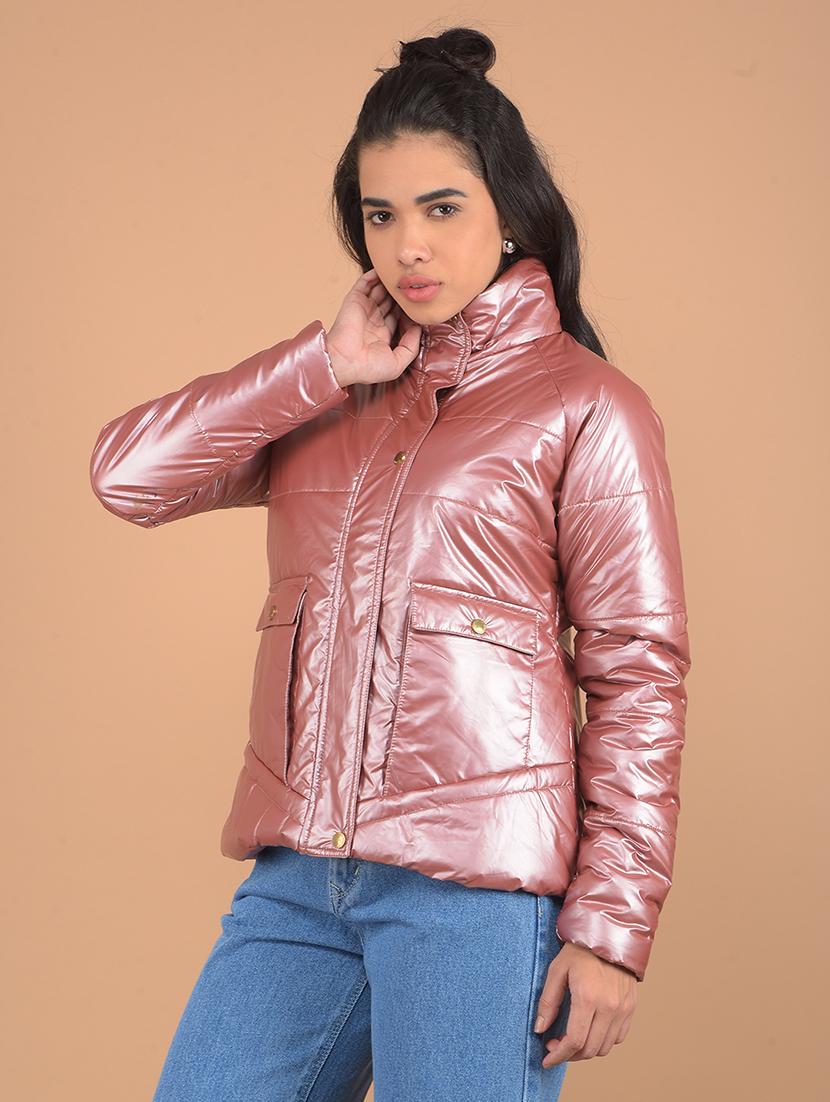 pink solid bomber jacket - 20417178 - Standard Image - 1