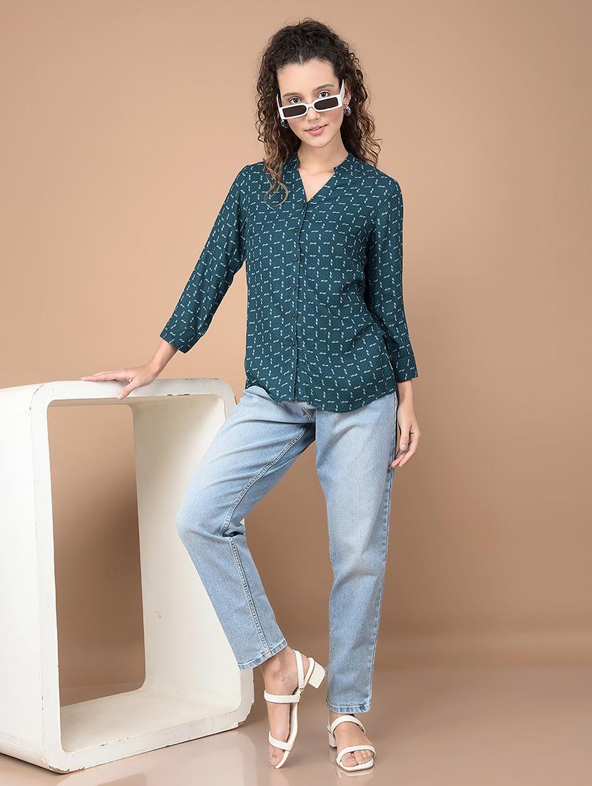 black checkered mandarin neck regular shirt - 20417195 - Standard Image - 4