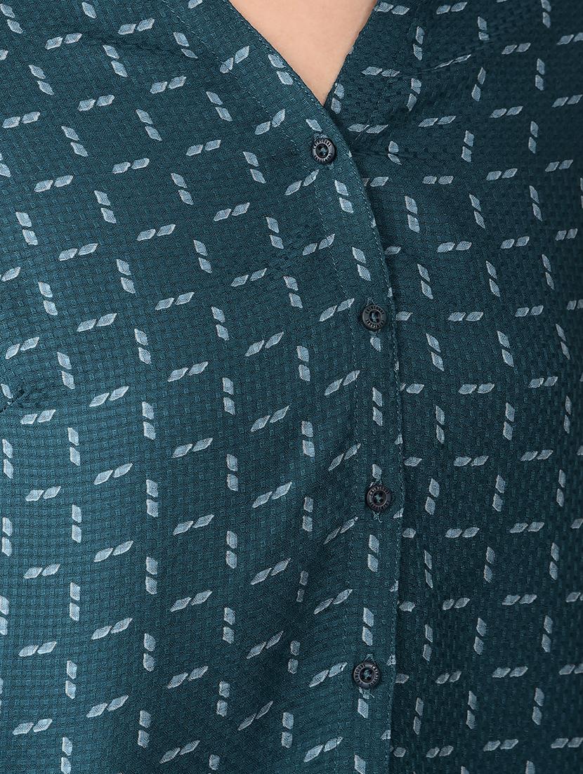 black checkered mandarin neck regular shirt - 20417195 - Standard Image - 6