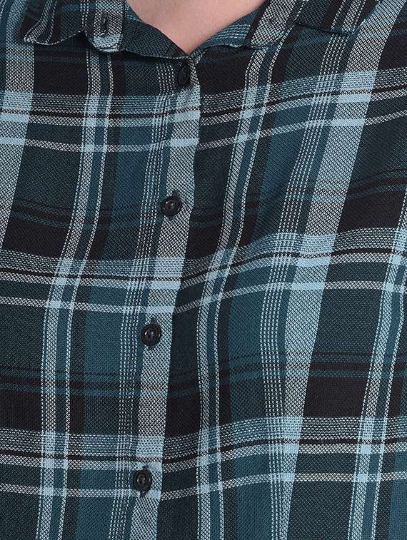 teal checkered print regular shirt - 20417197 -  Standard Image - 4