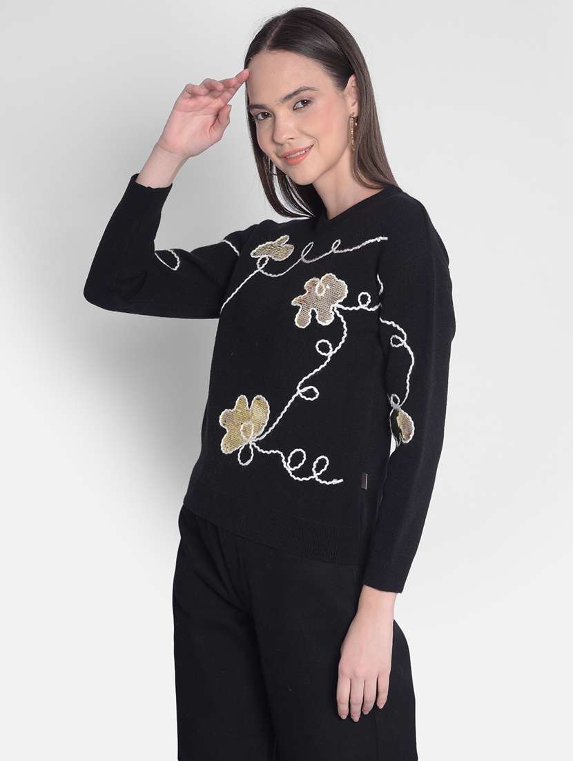 black sequin long sleeves pullover - 20417256 -  Standard Image - 1