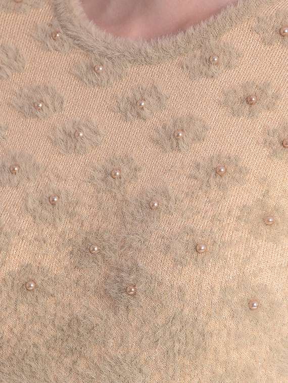 women's beige pearl embellished pullover - 20417259 -  Standard Image - 4