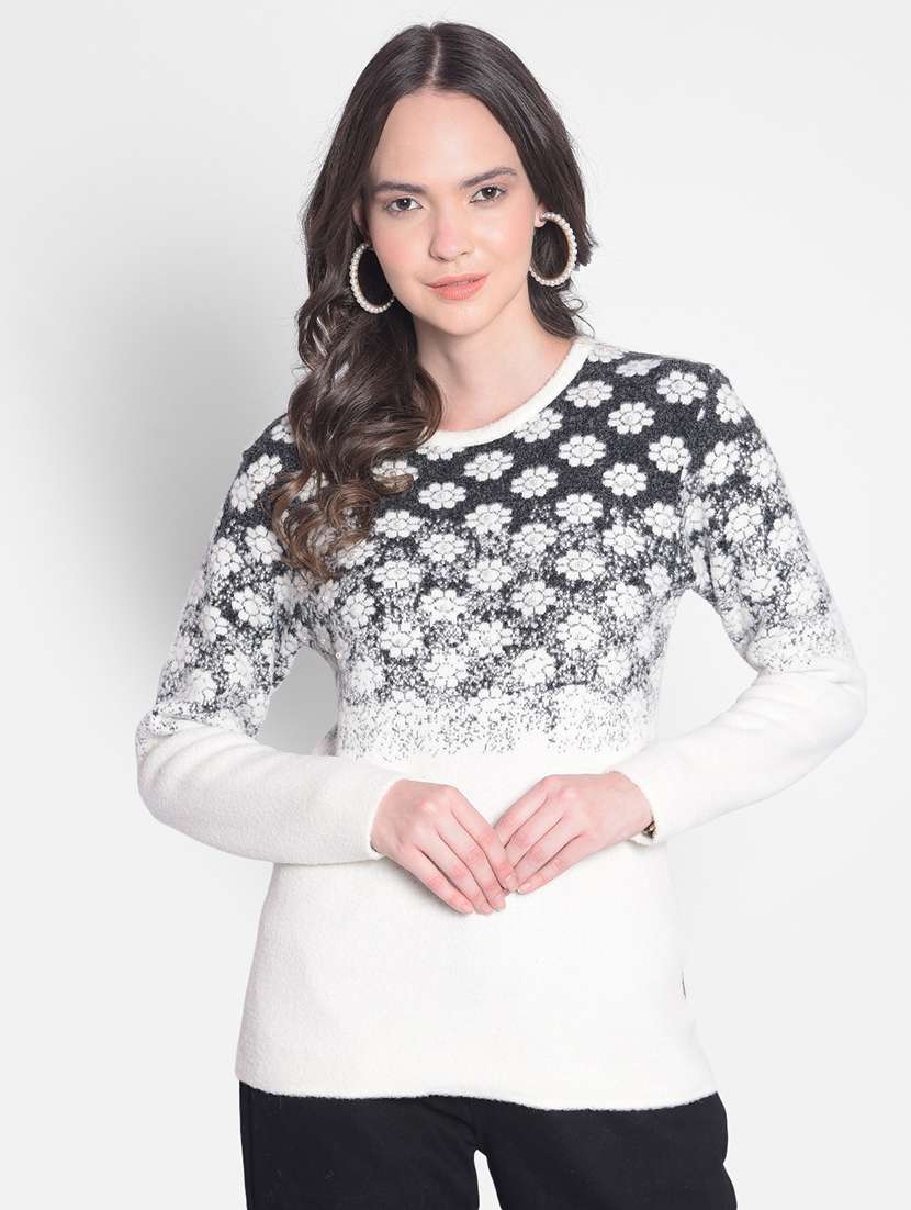 women's pearl embellished multi-colored pullover