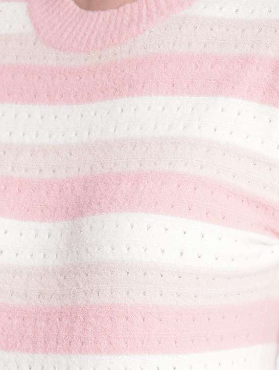 pink & white self designed striped pullover - 20417262 -  Standard Image - 4