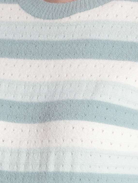 light blue self designed long sleeves pullover - 20417263 -  Standard Image - 4