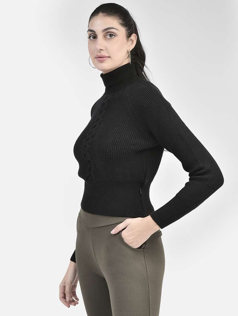 black self designed long sleeves pullover - 20417266 -  Standard Image - 1