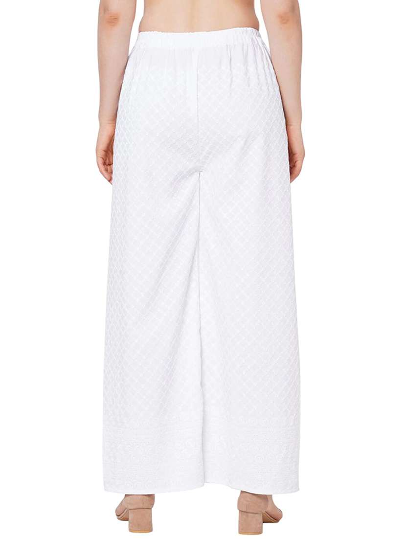 women mid rise embroidered straight palazzo - 20417330 -  Standard Image - 1