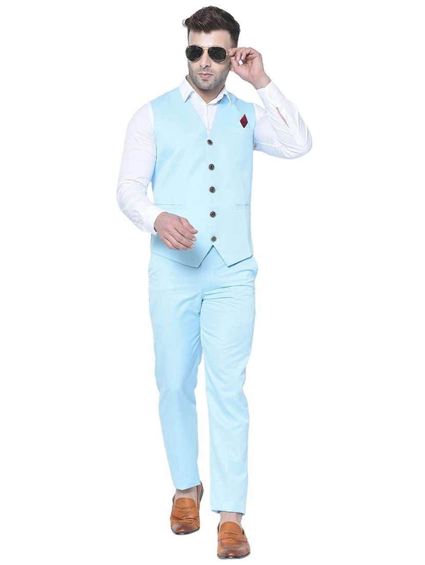 light blue solid 2-piece suit set - 20417354 -  Standard Image - 1